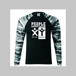 Ľudia proti rasizmu - People against Racism pánske tričko (nie mikina!!) s dlhými rukávmi vo farbe " metro " čiernobiely maskáč gramáž 160 g/m2 materiál 100%bavlna
